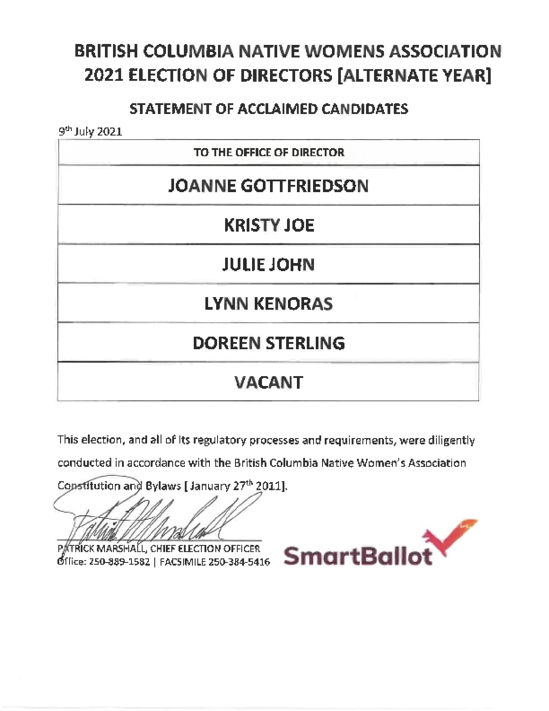 Acclamation Notice